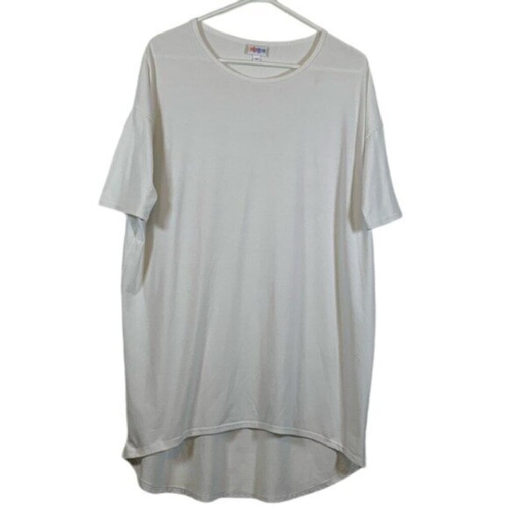 Lularoe White Irma High Low Short Sleeve Shirt Size XS EUC #VEG-0034